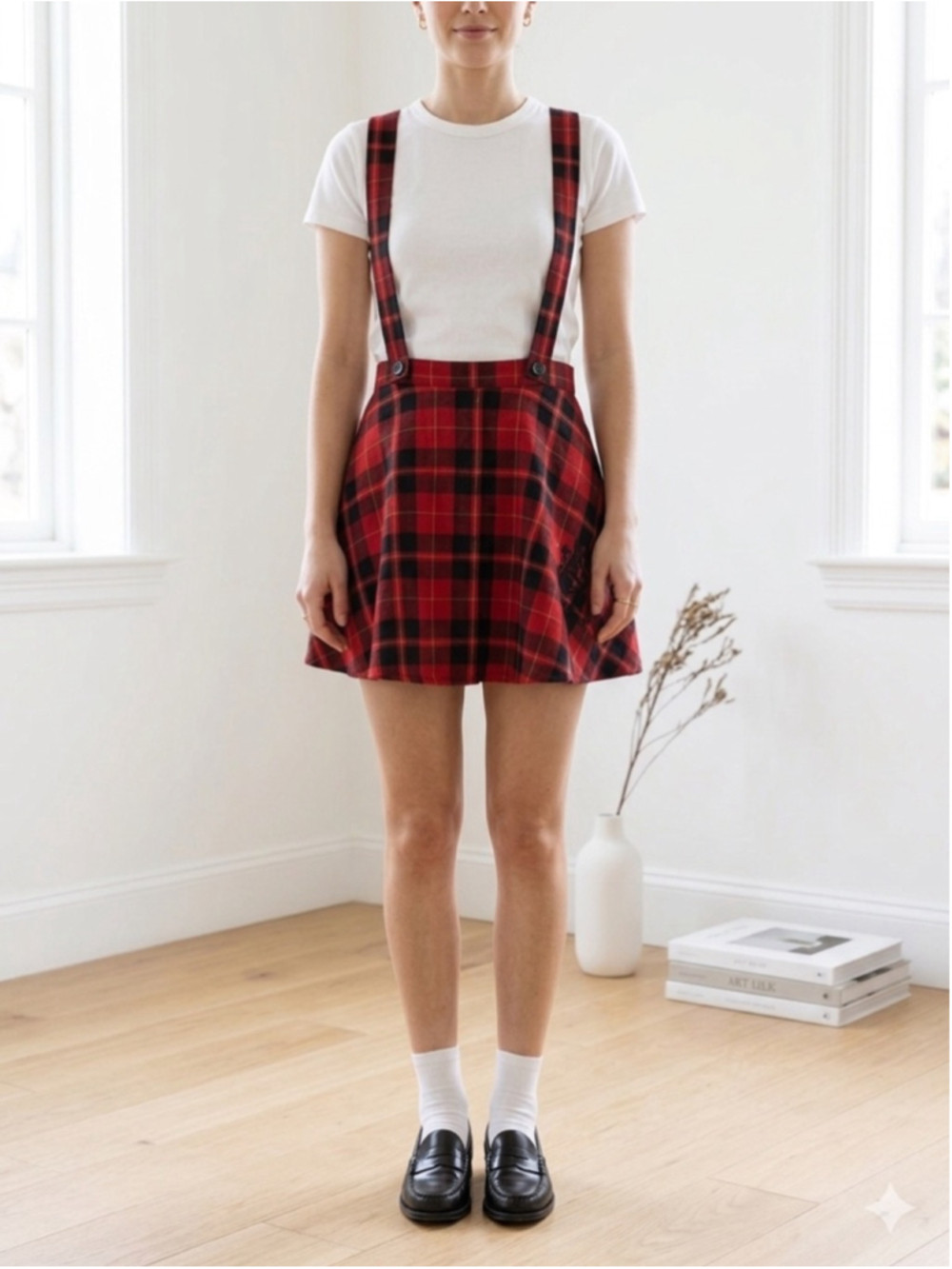 Harry Potter Hot Topic Gryffindor Plaid Suspender Skirt Red Black Tartan XL